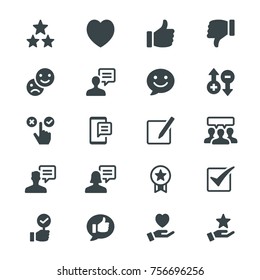 Feedback and review glyph icons