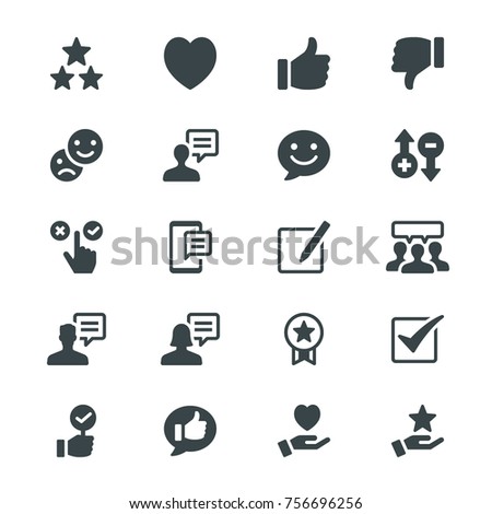 Feedback and review glyph icons