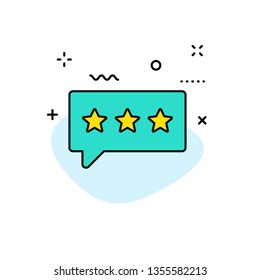Feedback and Review icons in line style. Star Rating, Emotion symbols. Vector illustration