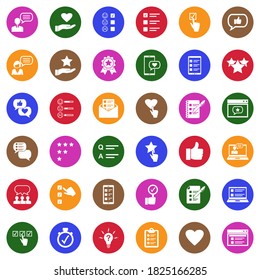Comentarios Y Revisión De Iconos. Colección Llanta Blanca En Círculo. Ilustración vectorial.