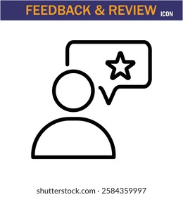 Feedback And Review line Icon. editable stroke icon. Vector illustration icon on white background, EPS 10.
