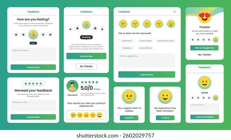 Feedback and review set.  different feedback shapes, choosing answers. Collection of online satisfaction level feedback, star ratings Emotional feedback design for websites and mobile apps