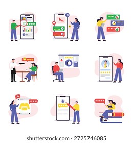 Feedback and Review Vector Illustration Set 1