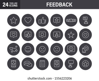 Feedback and Review web icons in line style. Star Rating, Emotion symbols. Vector illustration.