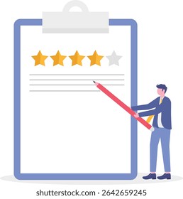 Feedback and review.Character giving positive feedback.


