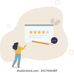 Feedback and review.Character giving positive feedback.flat vector illustration.