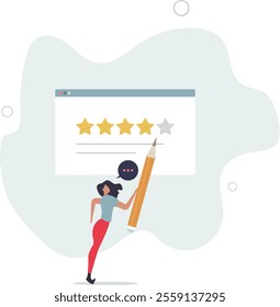 Feedback and review.Character giving positive feedback.flat characters.