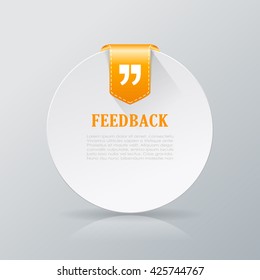 Feedback round card vector illustration isolated on grey background