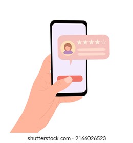 Feedback. sent feedback on phone. Vector Illustration for printing, backgrounds, covers, packaging, greeting cards, posters, stickers, textile and seasonal design. Isolated on white background.