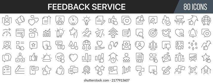 Feedback service line icons collection. Big UI icon set in a flat design. Thin outline icons pack. Vector illustration EPS10