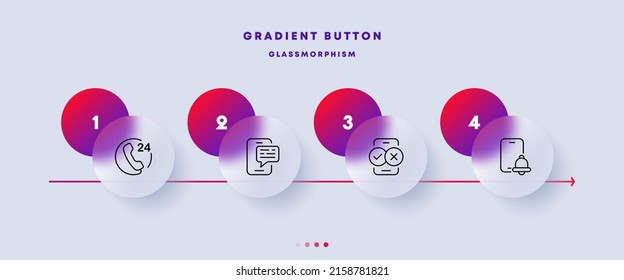 Feedback set icon. Calls around the clock, correspondence, selection, reminder, review, recommendations. Contacr us concept. Glassmorphism style. Vector line icon for Business and Advertising