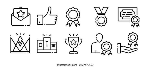 Feedback set icon. Review, rating, emoticon, five stars, good mood, comment, click, rate the level of service. Impression concept. Vector black set icon on a white background for Business