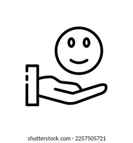 Feedback set icon. Review, smile, sticker, rating, emoticon, five stars, good mood, comment, click, rate the level of service. Impression concept. Vector line icon on white background