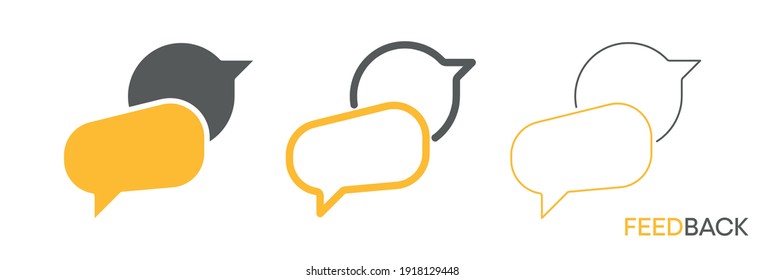 Feedback set. Speech sign icon, vector design. Comment icon vector. Speech bubble icon symbol. Message - colorful vector icon on a white background.