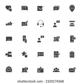 feedback silhouette vector icons isolated on white background. feedback icon set for web, mobile apps, ui design and print polygraphy and promo advertising business