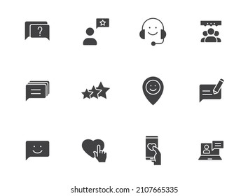 feedback silhouette vector icons isolated on white. feedback icon set for web, mobile apps, ui design and promo advertising business