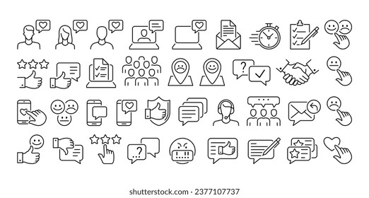 Feedback simple icon collection (response, rating, testimonial, satisfaction, user experience).  Icons for web and mobile app. 