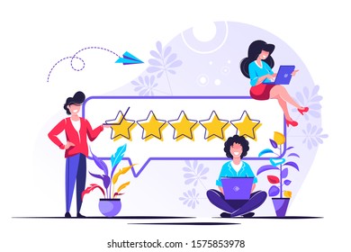 Feedback with stars vector illustration. Business people make or have Satisfaction Rating or Positive Review