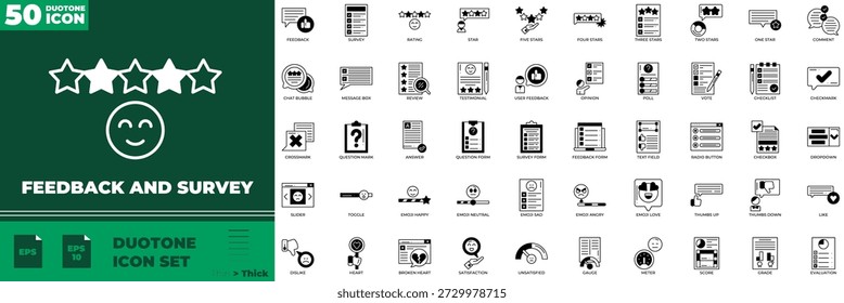 Feedback And Survey Duotone Editable Icons set