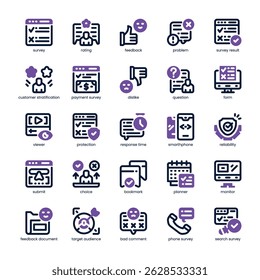 Paquete de iconos de Encuesta de Comentarios para su Sitio web, móvil, presentación y diseño de logotipo. Icono de Encuesta de Comentarios de diseño de doble tono. Ilustración gráfica de Vector y trazo editable.