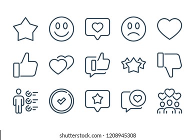 Feedback and Survey related line icon set. Review and Rating vector linear icons.