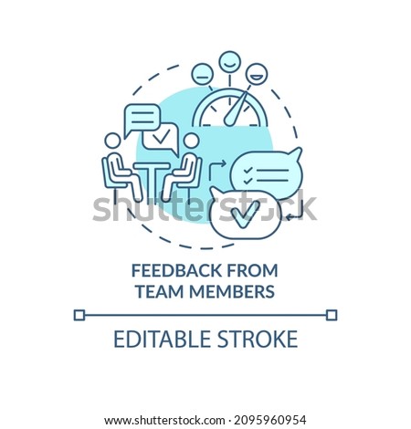 Feedback from team members turquoise concept icon. Communication abstract idea thin line illustration. Isolated outline drawing. Editable stroke. Roboto-Medium, Myriad Pro-Bold fonts used