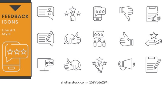 Feedback and Testimonial icon in the line art style.