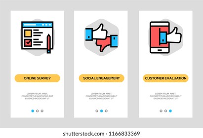 Feedback And Testimonials Banners. Online Survey, Social Engagement, Customer Evaluation Vertical Cards. Vector Concept For Web Graphics.