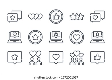 Feedback and Testimonials related line icon set. Rating, Review and Customer Satisfaction outline vector icons.