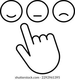 Feedback thin line icon. Put by finger evaluation. Comment, rating, review, recommendation. Vector illustration.