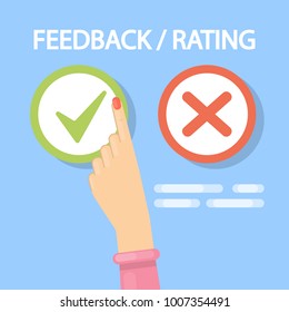 Feedback tick and cross buttons for rating.