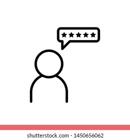 Feedback vector icon, review person symbol. Simple, flat design for web or mobile app