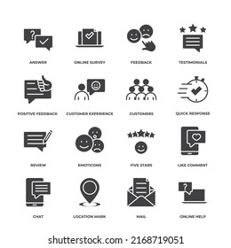 feedback vector icons set, modern solid symbol collection, filled style pictogram pack. Signs, logo illustration.