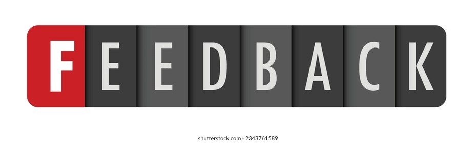 FEEDBACK vector typography banner with initial letter highlighted in red