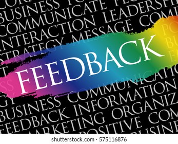 Feedback word cloud collage, business concept background