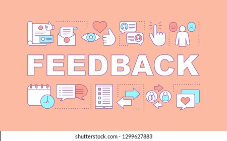 Feedback Word Concepts Banner. Customer Satisfaction. Isolated Lettering Typography Idea With Linear Icons. Employee Engagement. Reviews And Advices. Vector Outline Illustration