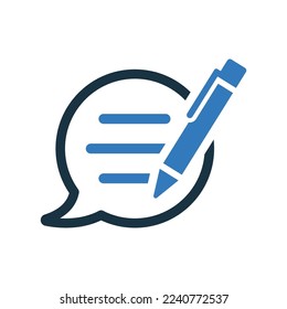 Comentarios, escritura, edición, icono de texto. Gráficos vectoriales simples modificables.