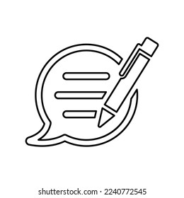 Feedback, writing, editing, text line icon. Outline vector.