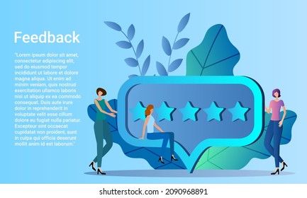Feedback.Rating of customer reviews.Evaluation of reviews.Poster in business style.Flat vector illustration.