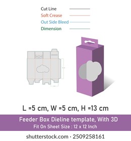 Feeder Box Dieline template and 3D