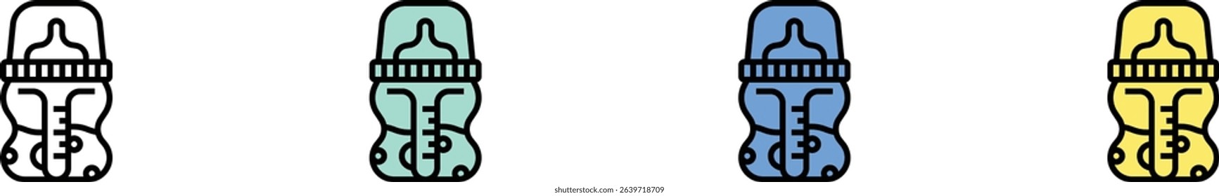 feeder icon. Outline, Green, Blue and Yellow Style Design Isolated On White Background