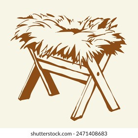 Feeder for livestock. Vector drawing
