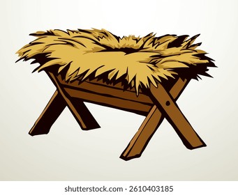 Feeder for livestock. Vector drawing
