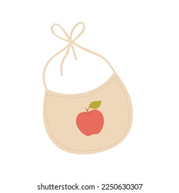 Feeding baby bib. Eating time for toddler, food accessories, baby shower event vector illustration