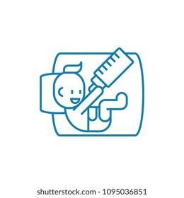Feeding the baby linear icon concept. Feeding the baby line vector sign, symbol, illustration.