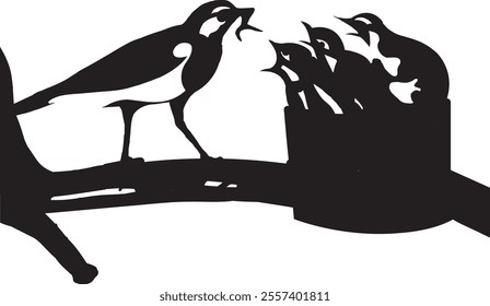 Feeding bird silhouette eps and illustrations