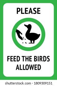 Feeding birds allowed, modern forbidding sticker, vector illustration 10eps