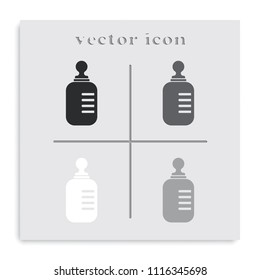 Feeding bottle flat black and white vector icon.