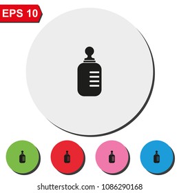 Feeding bottle flat round colorful vector icon.