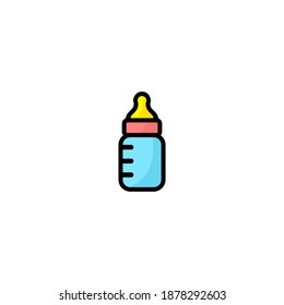 Feeding bottle icon. Baby icon. Simple, flat, outline, black, color.